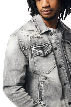 SMOKE RISE WAVE EFFECT DENIM JEANS JACKET UNION GREY