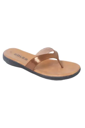 SOLES Elegant Bronze Flat Sandals - Sophisticated Style for Any Occasion