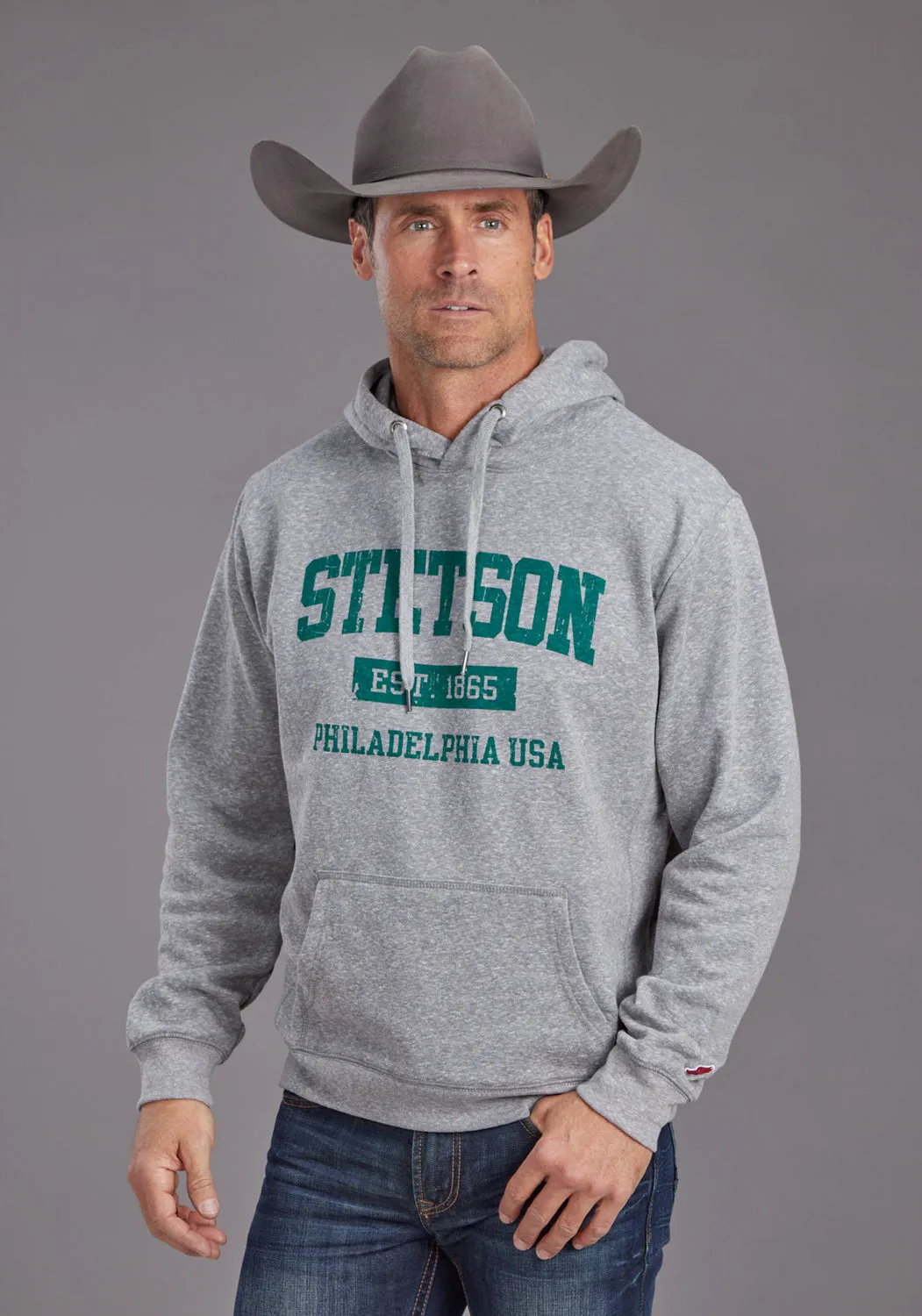 Stetson Mens Est 1865 Grey Cotton Blend Hoodie