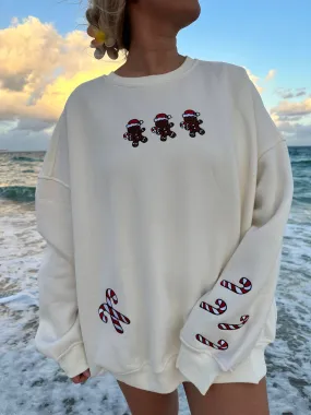 Sunkissed Coconut Ivory Gingerbread Recipe Christmas Embroider Sweatshirt