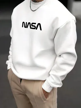 SXV  'nasa’ Printed Cool Aesthetic Drop Shoulder Oversized Baggy Sweatshirt