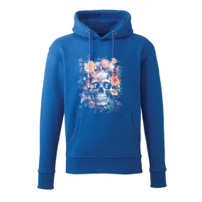 Tenacious 'Orange Flower Skull' Blue Hoody