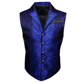 Ties2you Men's Vest Medium Blue Paisley Silk Notched Collar Suit Vest