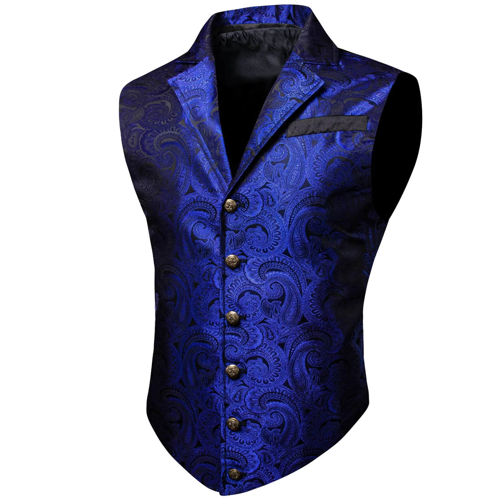 Ties2you Men's Vest Medium Blue Paisley Silk Notched Collar Suit Vest