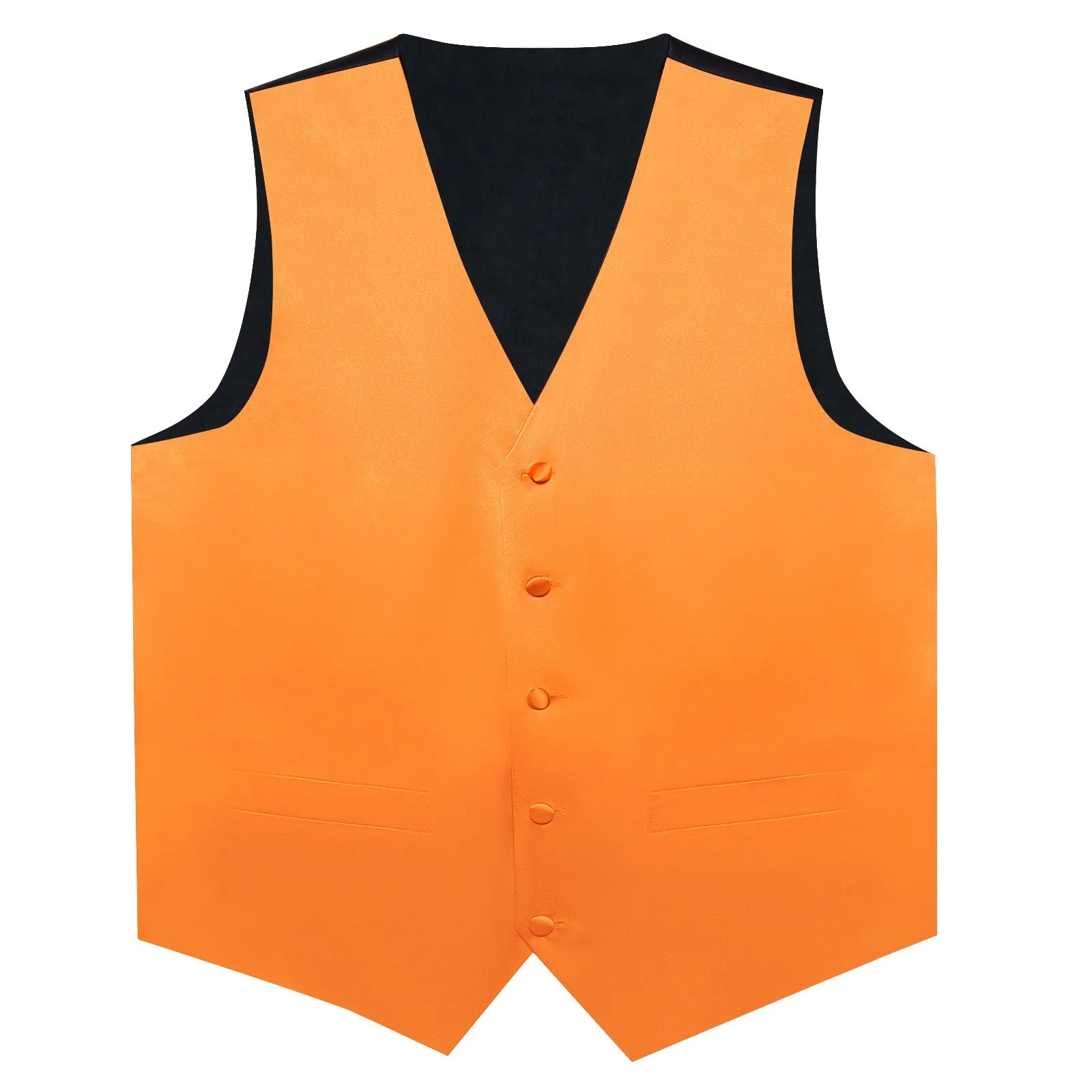 Ties2you Mens Vest Solid Orange Vest and Tie Hanky Cufflinks Set