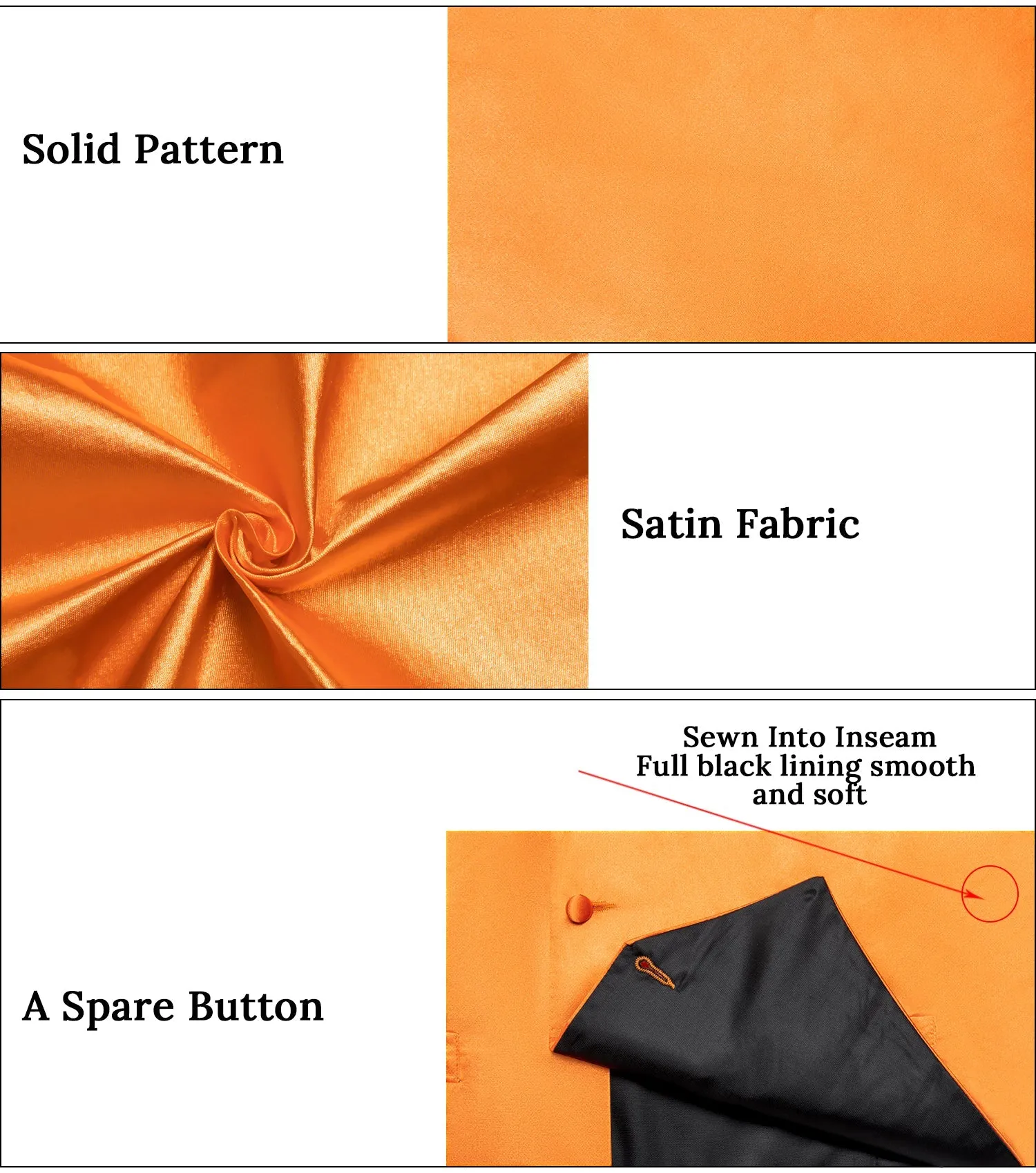 Ties2you Mens Vest Solid Orange Vest and Tie Hanky Cufflinks Set