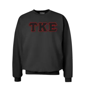 TKE Black Crew Neck Sweatshirt with Sewn On Letters