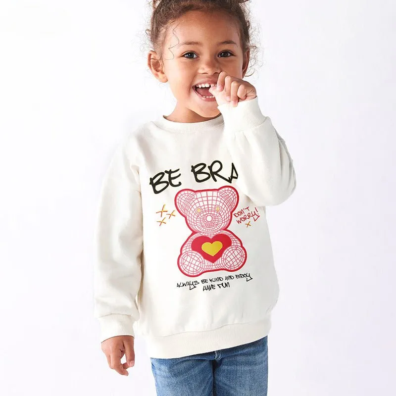 Toddler/Kid Girl's Little Bear Design White Sweatshirt