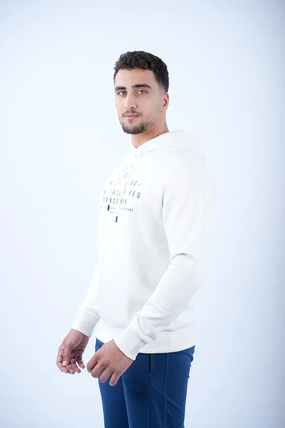 Tom Tailor White Hoodie With Logo Front Design