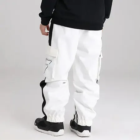 Unisex Striped Tape Ski Cargo Jogger Pants With Logo Print Pocket