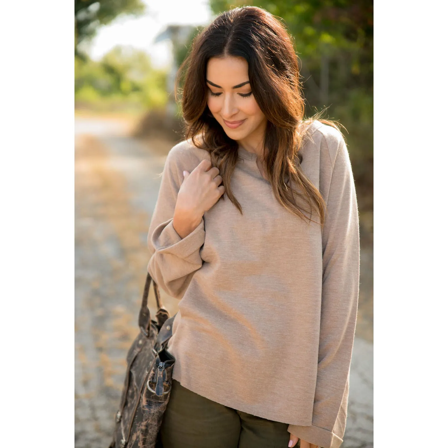 V Cuffed Sleeve Sweatshirt