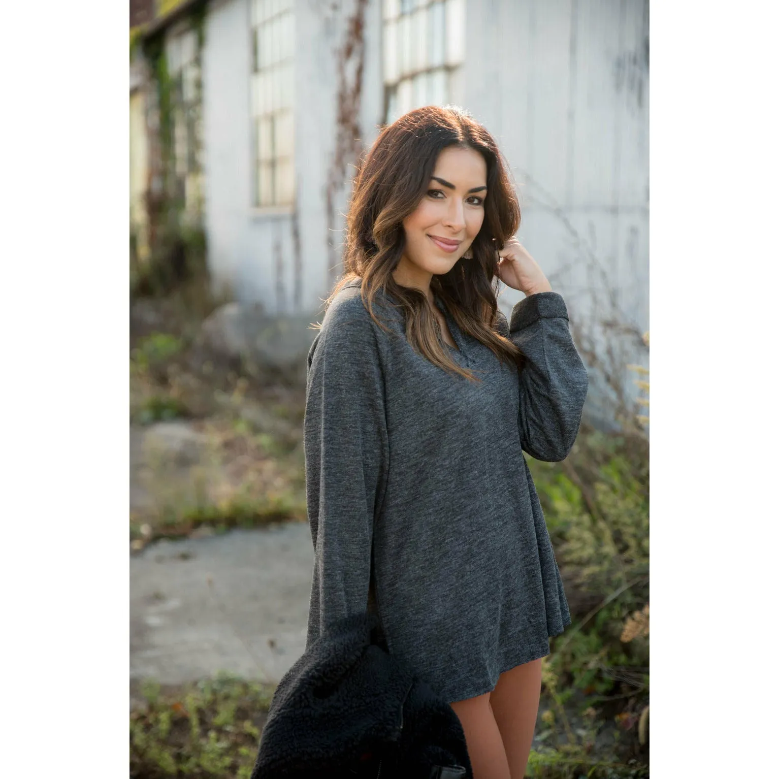 V Cuffed Sleeve Sweatshirt