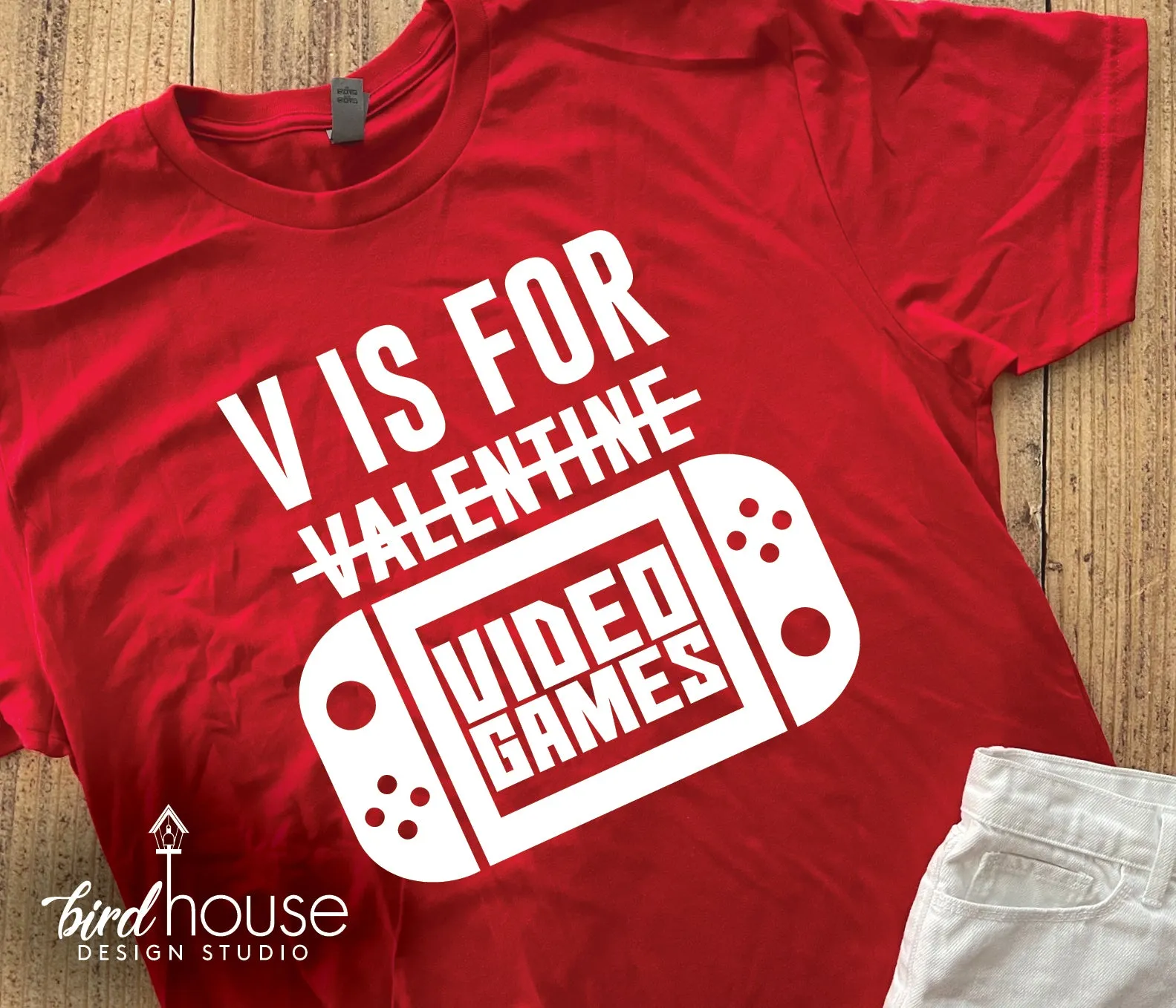 V is for Video Games, Cute Valentine's Day Shirt