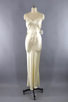 Vintage 1930s Ivory Satin Slip Dress