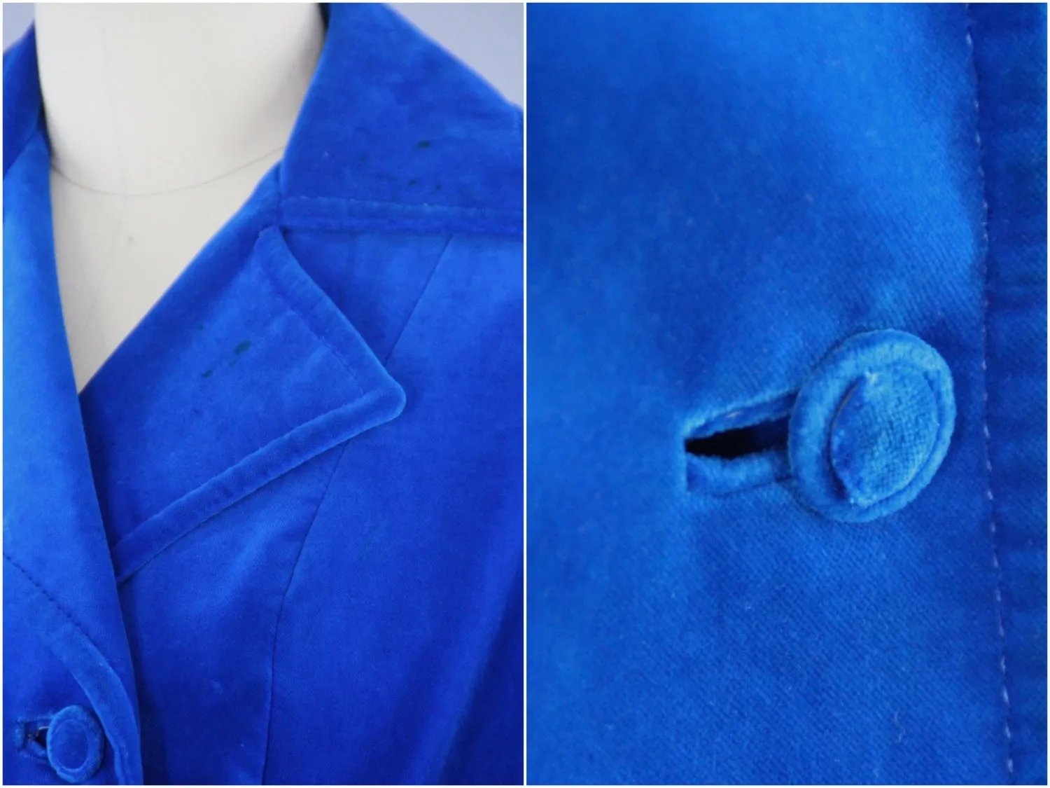 Vintage 1960s Electric Blue Trench Coat by Sport Ease Fashions