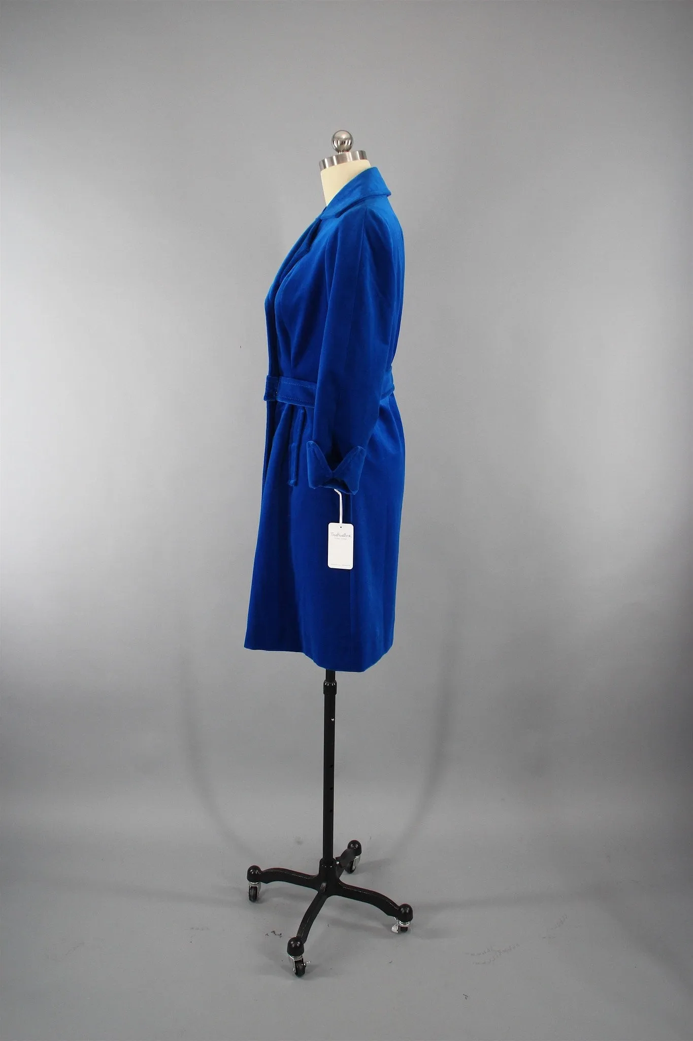 Vintage 1960s Electric Blue Trench Coat by Sport Ease Fashions