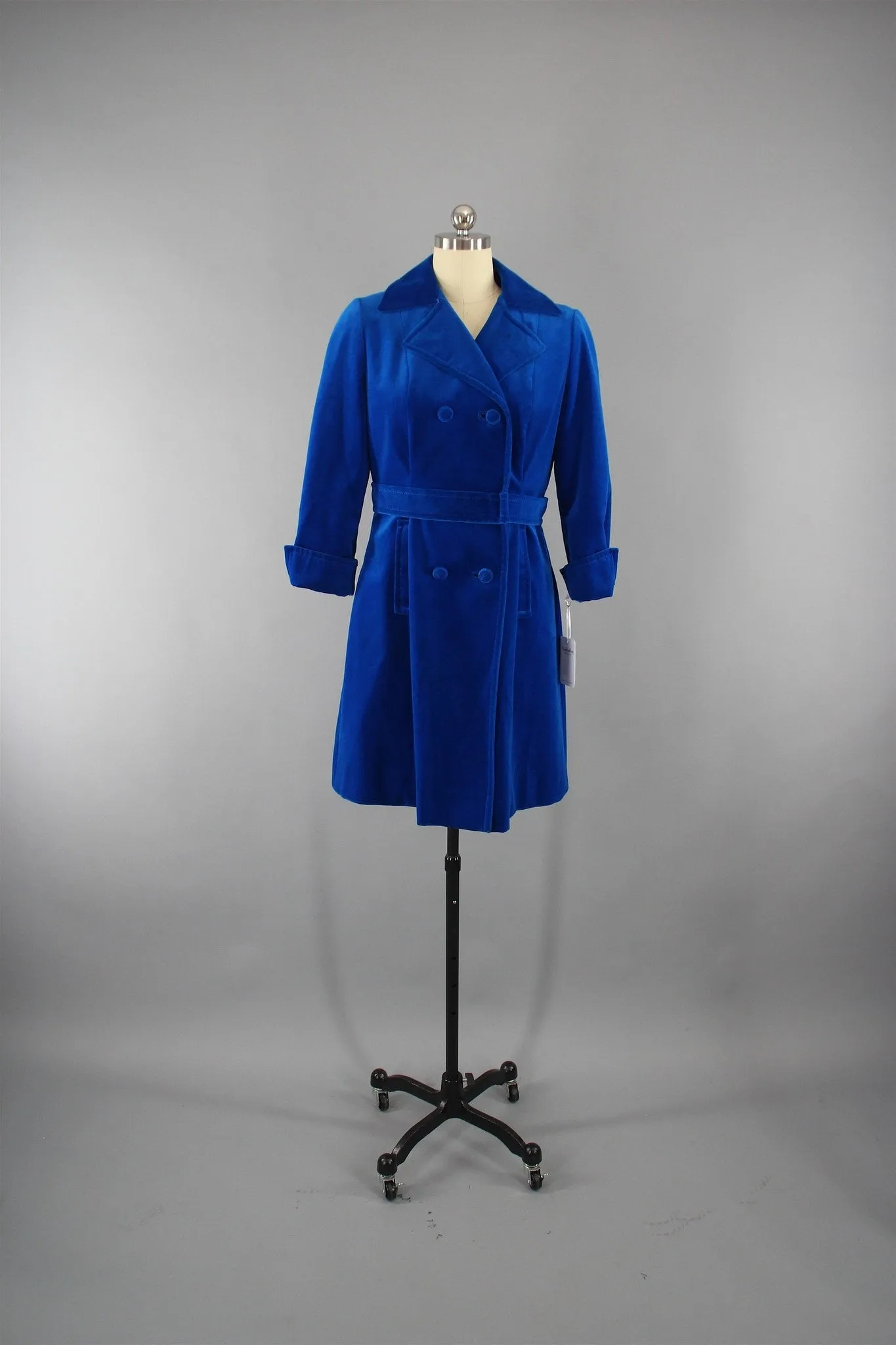 Vintage 1960s Electric Blue Trench Coat by Sport Ease Fashions