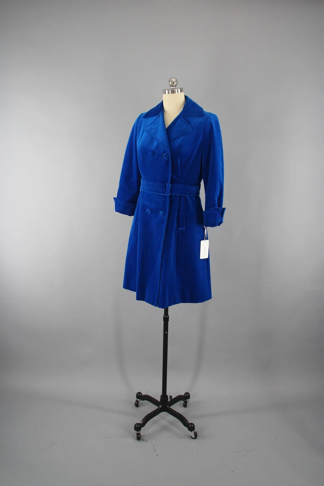 Vintage 1960s Electric Blue Trench Coat by Sport Ease Fashions