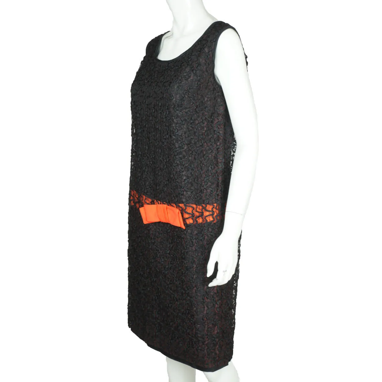 Vintage 60s Does 20s Dress Black Ribbon Lace Size M