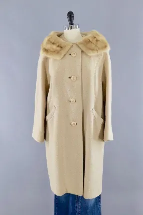 Vintage Winter Coat with Blonde Mink Fur Collar