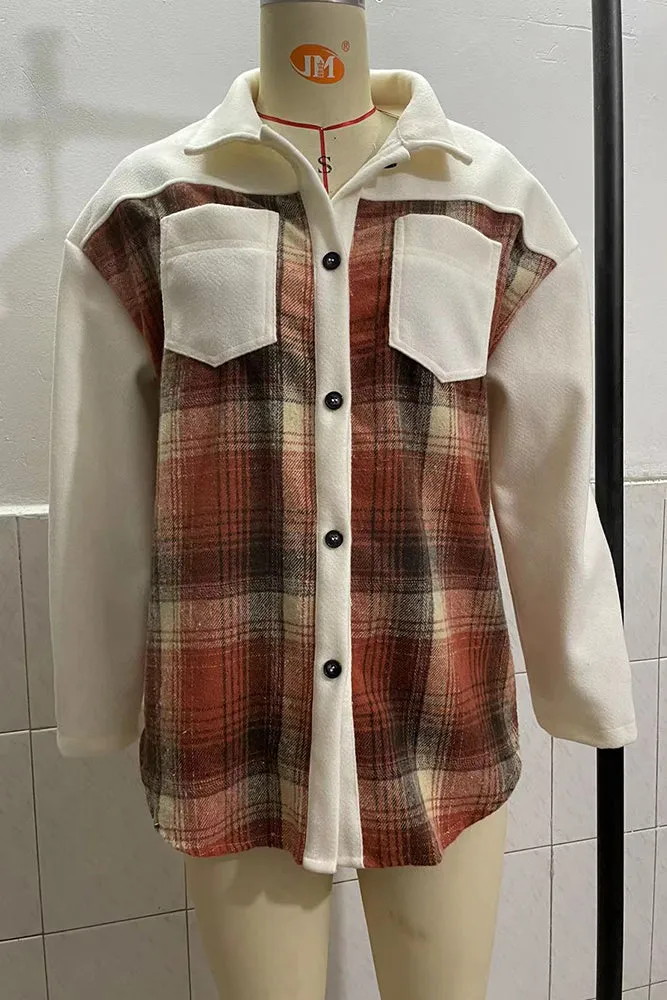 Winter Outfits Plaid Patchwork Button Up Shacket