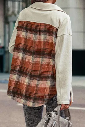 Winter Outfits Plaid Patchwork Button Up Shacket