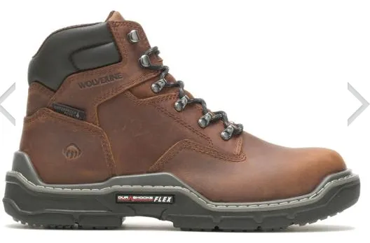 Wolverine Raider Durashock Dark Brown 6" CompositeToe Waterproof EH Lace Up Work Boot W211128