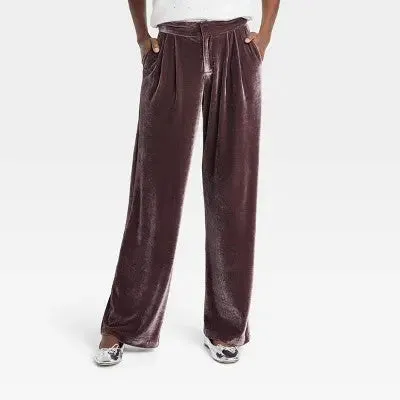 Women's High-Rise Velour Trouser Pants - A New Day