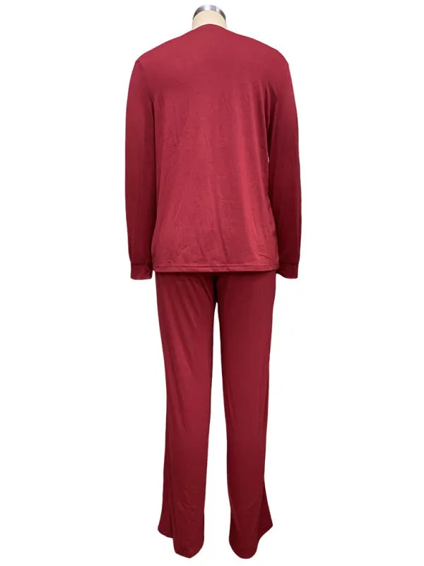 Women's Two-Piece Long Sleeve T-Shirt and Elastic Waist Pants