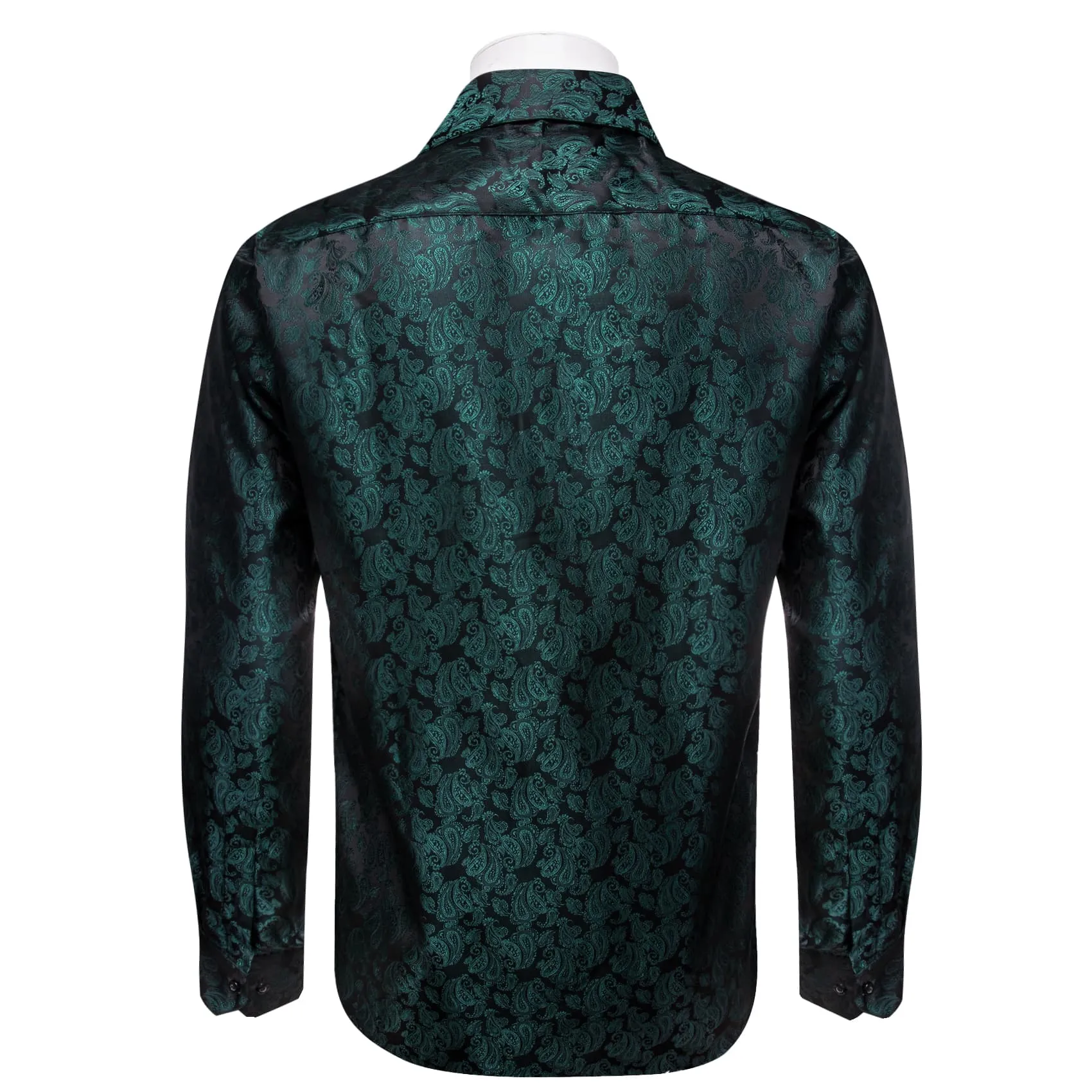 YourTies Deep Jungle Green Shirt Jacquard Paisley Men Silk Dress Shirt