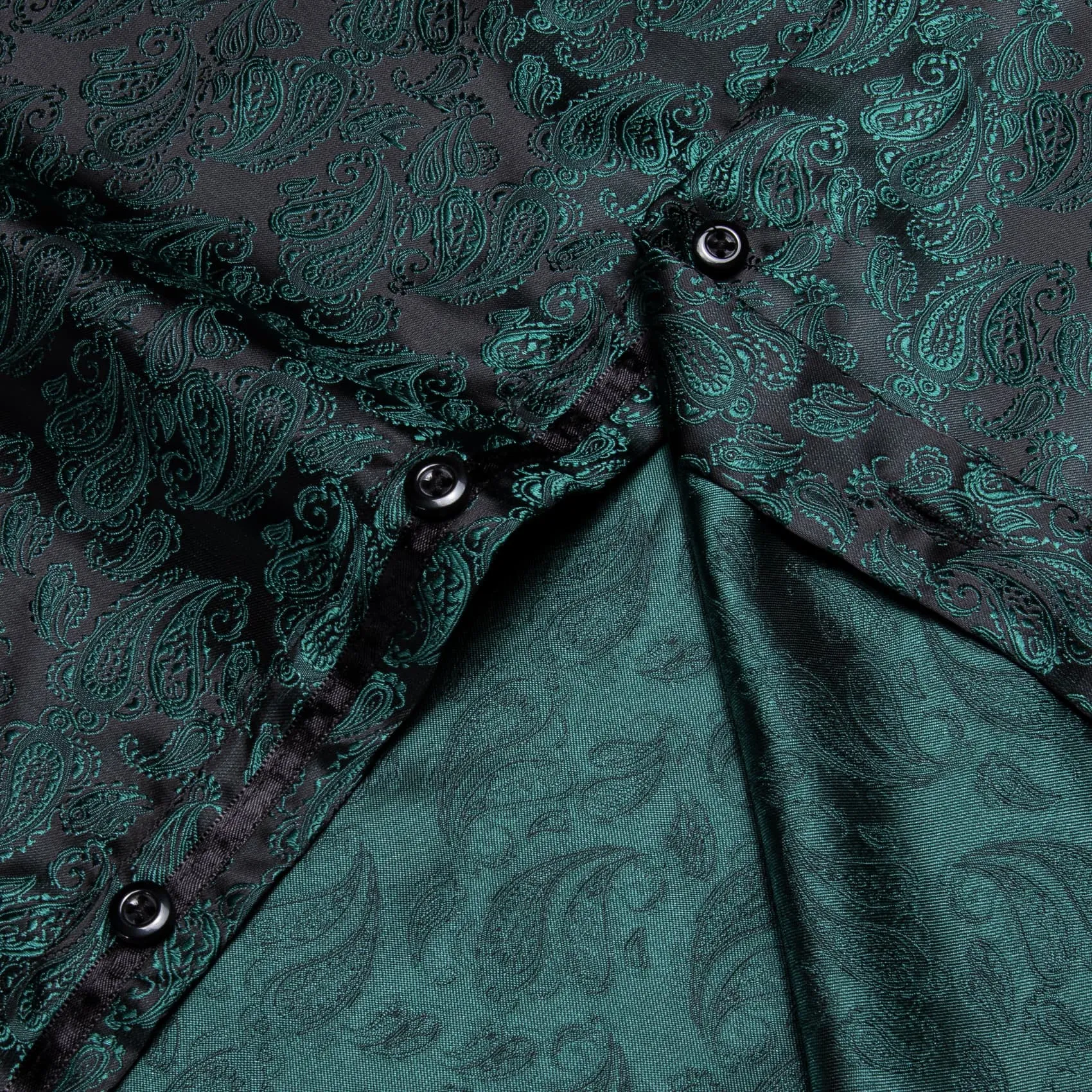 YourTies Deep Jungle Green Shirt Jacquard Paisley Men Silk Dress Shirt