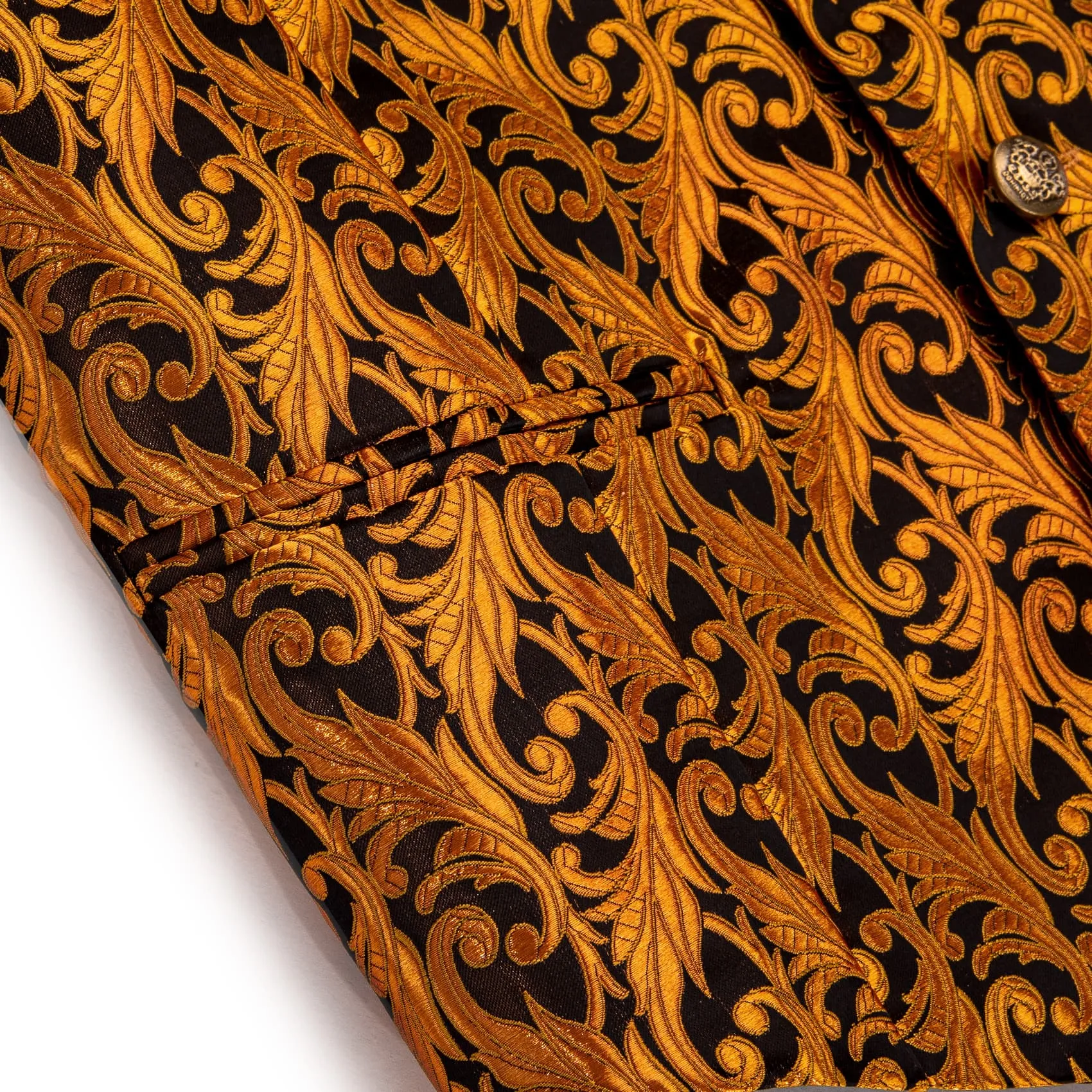 YourTies Orange Top Black Men Rust Orange Jacquard Floral Vest Tie Set